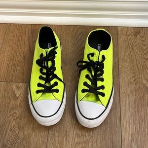 Neon green and black converse